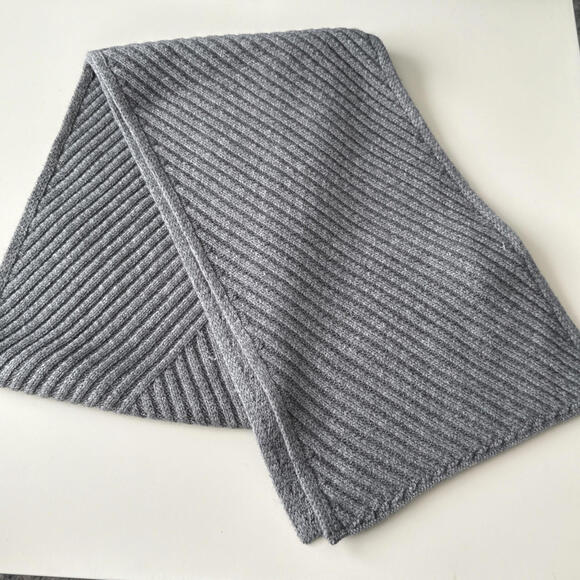 Allsaints Traveling Rib Scarf Grey Marl Acrylic Wool Ribbed Knit 64" x 9.5" - Picture 6 of 6